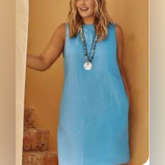 J. Jill Dresses & Skirts - J.Jill Sleeveless Light Blue Linen Shift Dress
